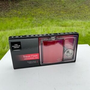“New” Sharper Image Flask And Funnel Set.  Cherry Red
